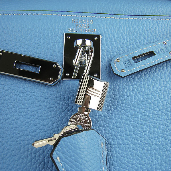 7A Replica Hermes Kelly 32cm Togo Leather Bag Light Blue 6108 - Click Image to Close